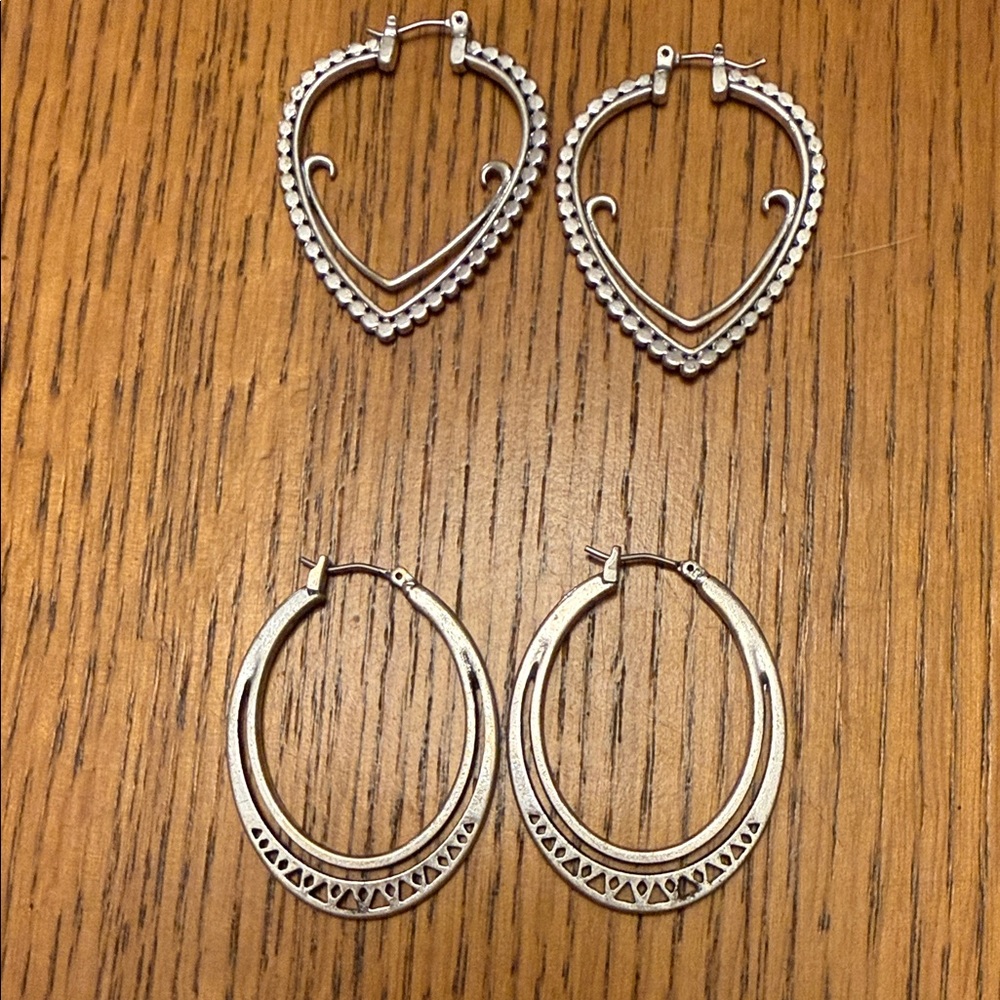 Lucky Brand Silver Hoop Earrings Set
